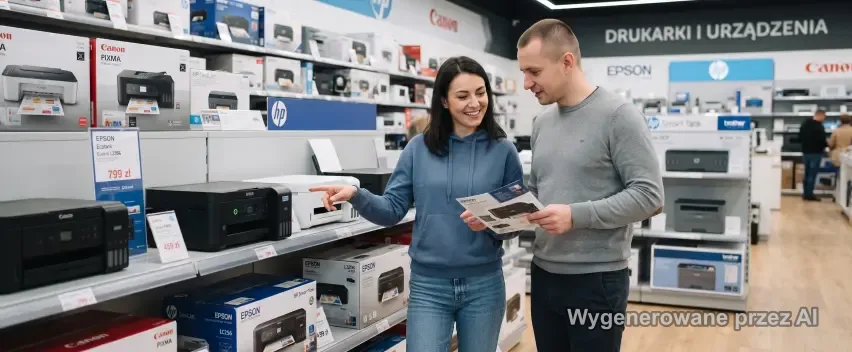 Klientka odbierająca materiały eksploatacyjne od doradcy w salonie Allplus